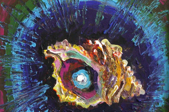 Раковина с жемчужиной в космосе. 2013. Холст, масло. 47х49